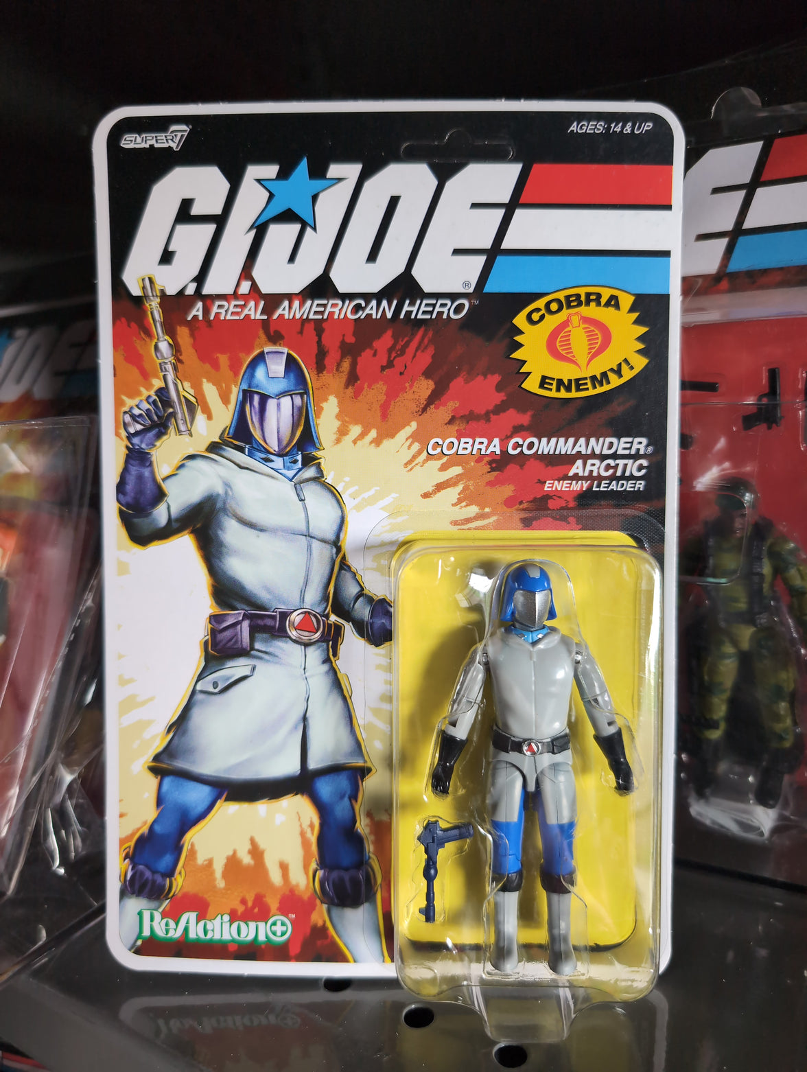 Hasbro G.I. Joe Arctic Cobra Commander action figure in cold-weather gear with weapon in blister pack