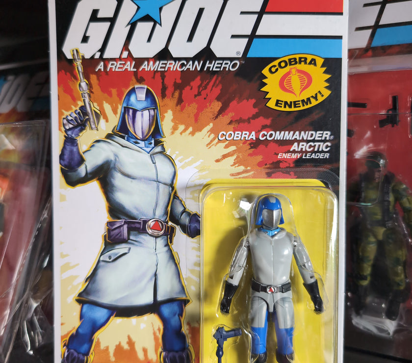 Hasbro G.I. Joe Arctic Cobra Commander action figure in cold-weather gear with weapon in blister pack