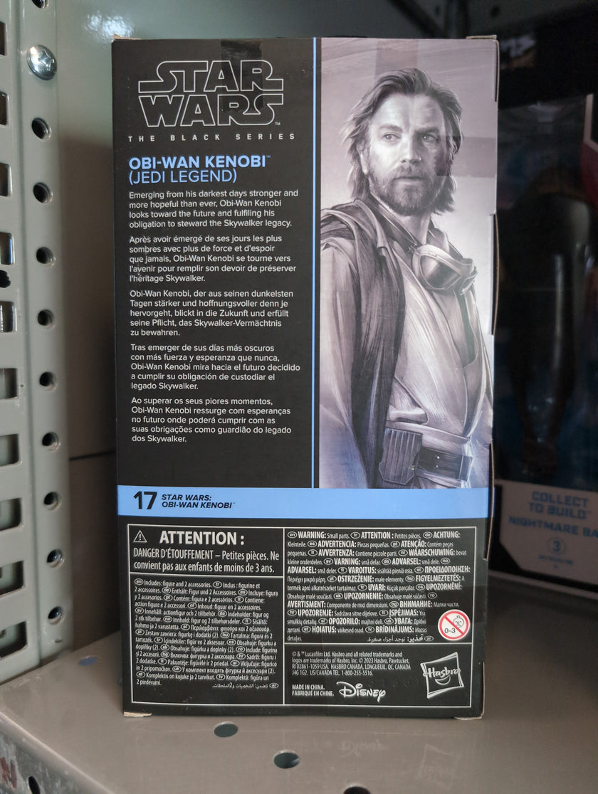 Hasbro Star Wars Black Series Obi-Wan Kenobi Jedi Legend action figure packaging back with character image and description