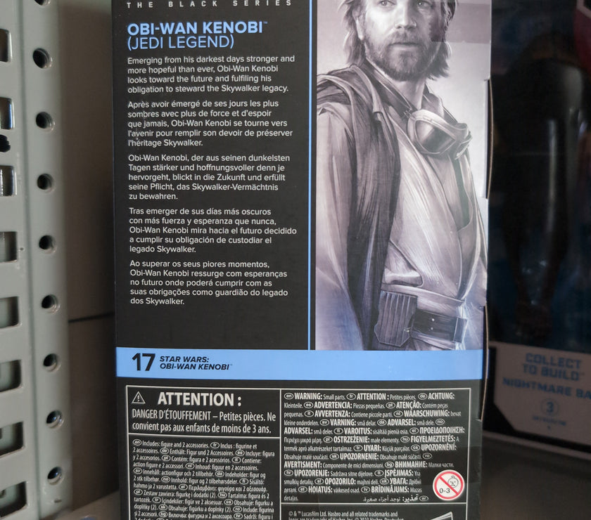 Hasbro Star Wars Black Series Obi-Wan Kenobi Jedi Legend action figure packaging back with character image and description