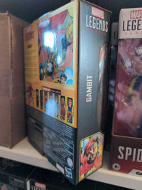 Hasbro Marvel Legends Gambit action figure packaging from Age of Apocalypse series displayed on shelf