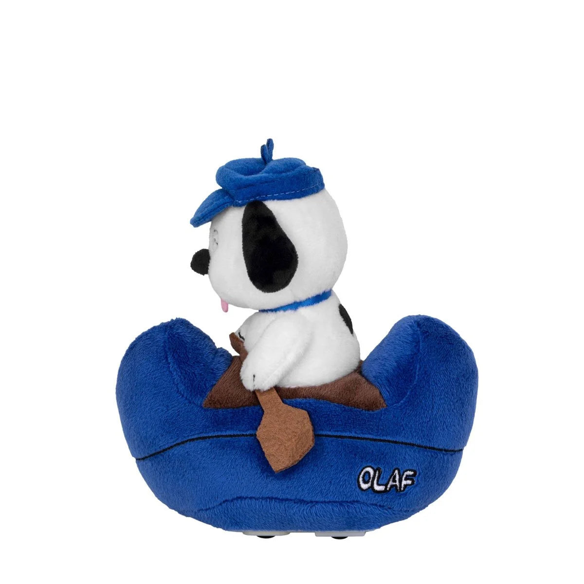 Olaf 6" Beast Kingdom Peanuts Plush Pull Back Car PBC-038 with Snoopy plush in a blue car