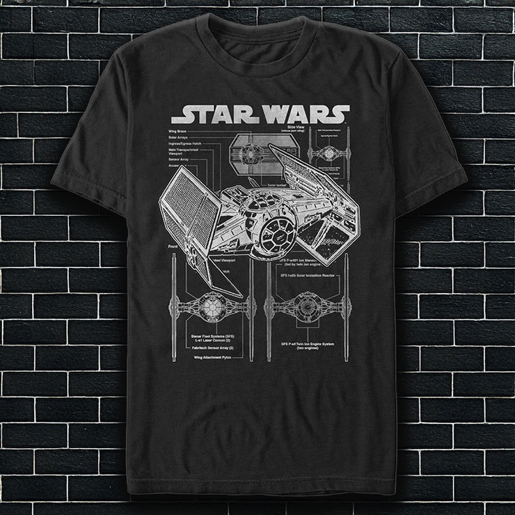 An image of a  Star Wars Tie Fighter Schematic Unisex t-Shirt