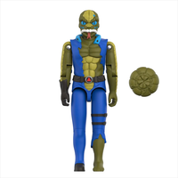 Cobra Commander Once a Man figure with mutated look and shield accessory from GI Joe Reaction Plus Series by Hasbro.