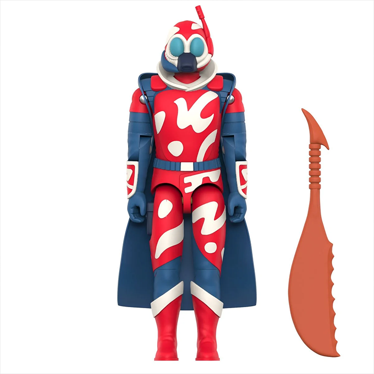 Hasbro GI Joe Cobra-La Royal Guard action figure in red and blue with shield and bladed staff, collectible figure by Hasbro