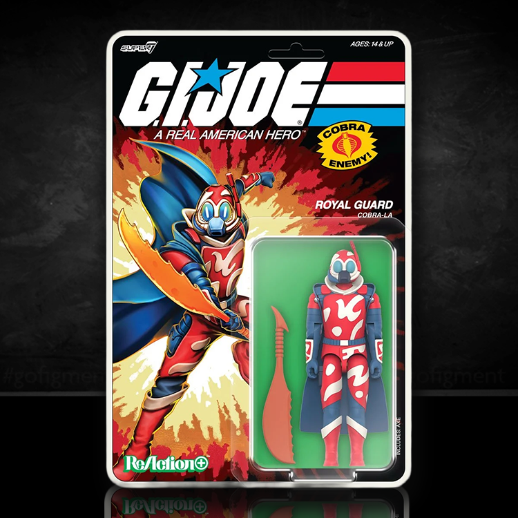 Hasbro GI Joe Cobra-La Royal Guard Action Figure in packaging with accessories and classic card back design