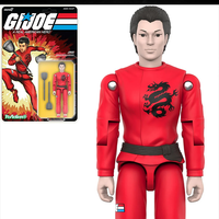 Hasbro GI Joe Jinx Ninja Collectible Toy Action Figure in red with sparring batons, vintage style packaging Hasbro