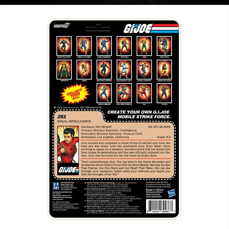Hasbro GI Joe Jinx Ninja Collectible Toy Action Figure vintage style with O-Ring construction and sparring batons