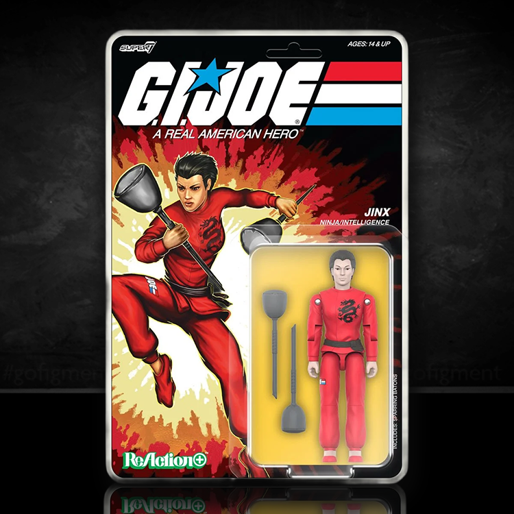 Hasbro GI Joe Jinx Ninja Collectible Toy Action Figure in red outfit with sparring batons in blister pack