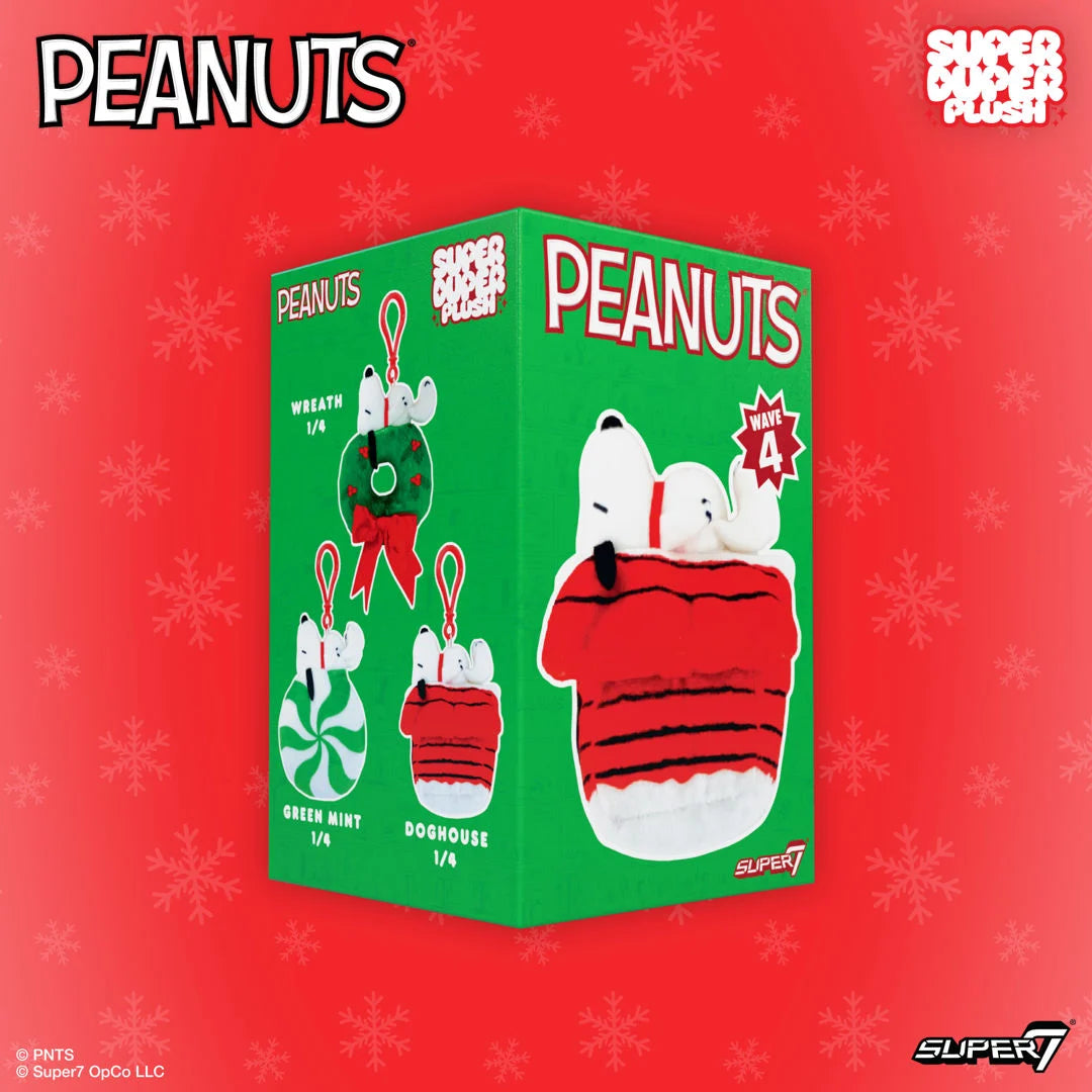 Snoopy on Wreath Peanuts Super Duper Plush Holiday Keychain Super7 packaging