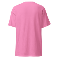 Back view of pink unisex classic cotton tee with structured fit and clean seams by Go Figment