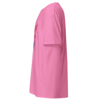 Side view of a pink unisex classic tee with a structured fit and clean edges, perfect for streetwear layering.