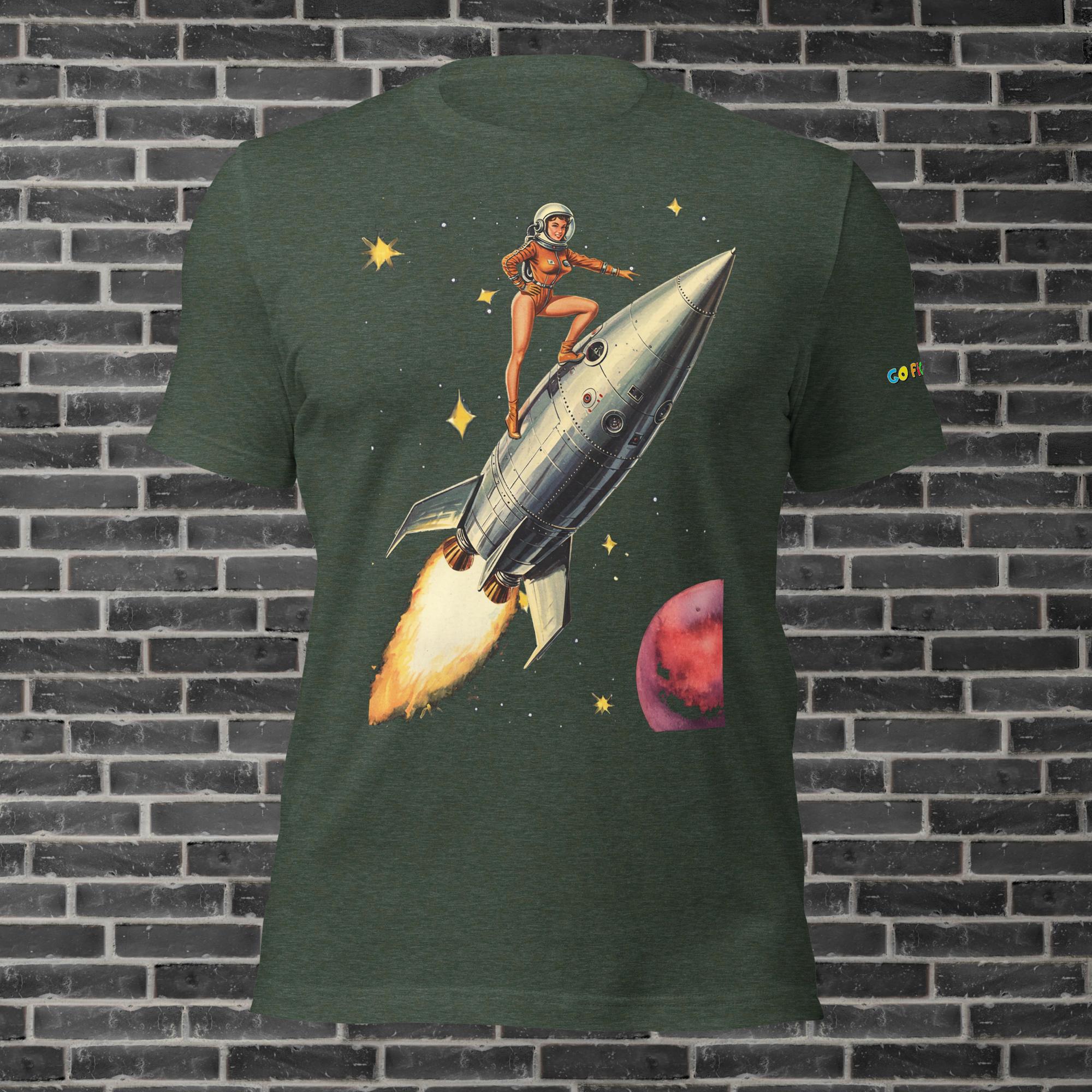 Image of Black Heather Retro Rocket Girl Unisex t-shirt 