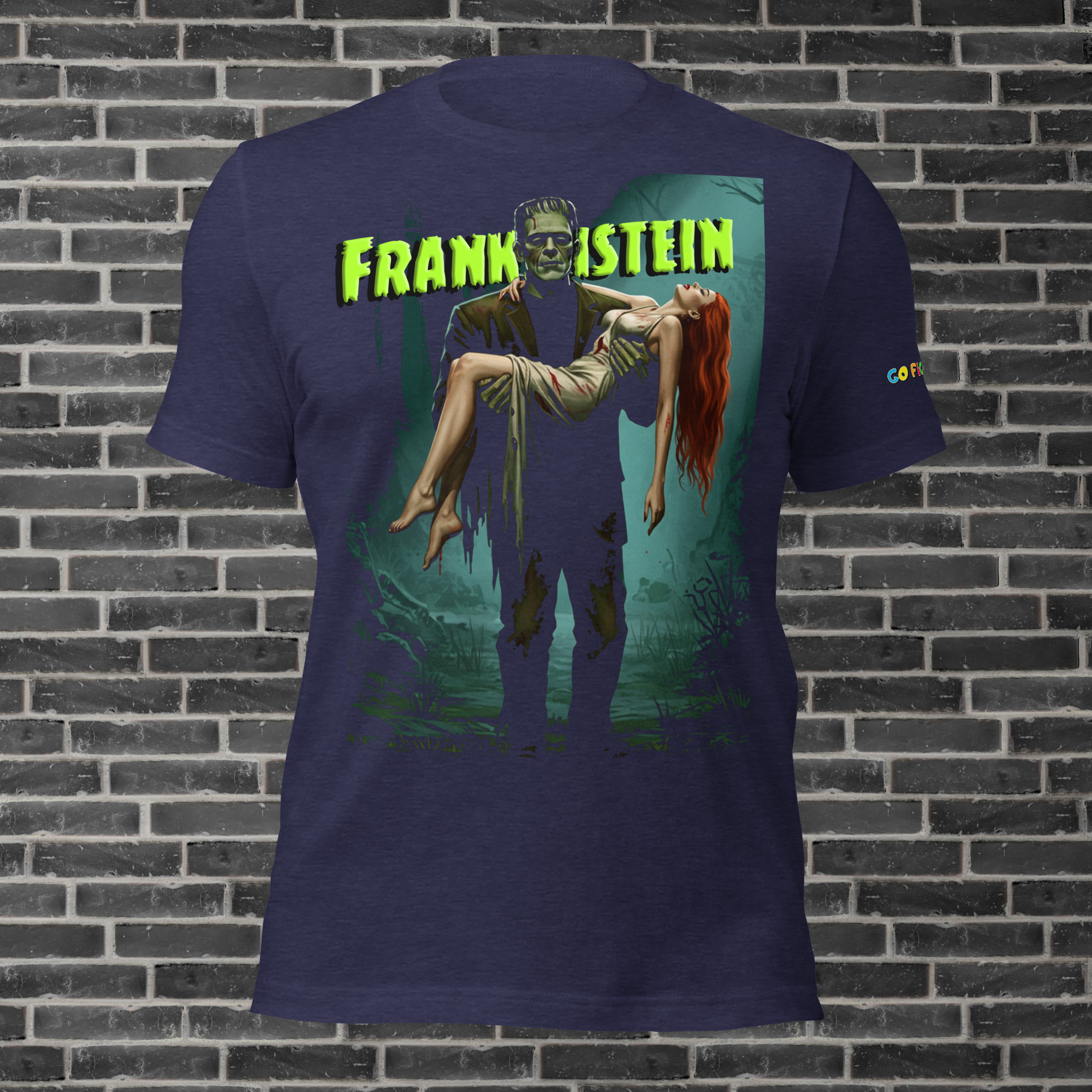 Image of Black “Monster’s Embrace” Frankenstein Short-Sleeve Unisex T-Shirt