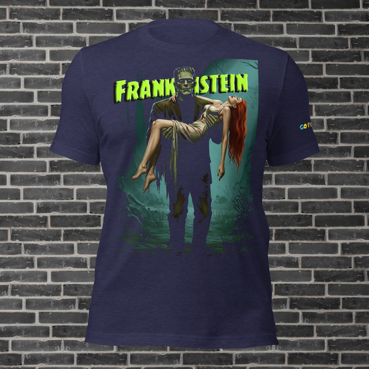 Image of Black “Monster’s Embrace” Frankenstein Short-Sleeve Unisex T-Shirt