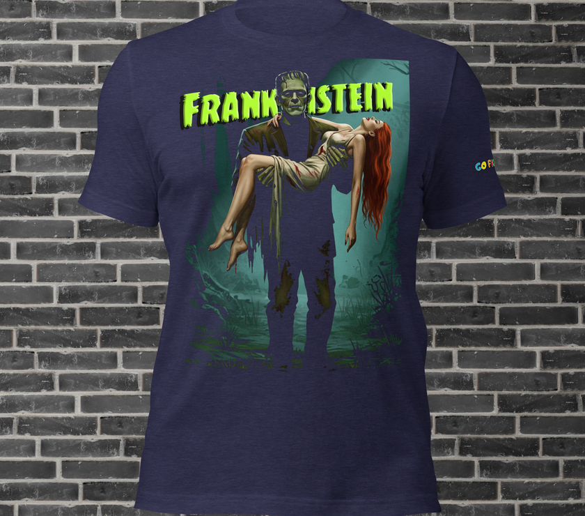 Image of Black “Monster’s Embrace” Frankenstein Short-Sleeve Unisex T-Shirt
